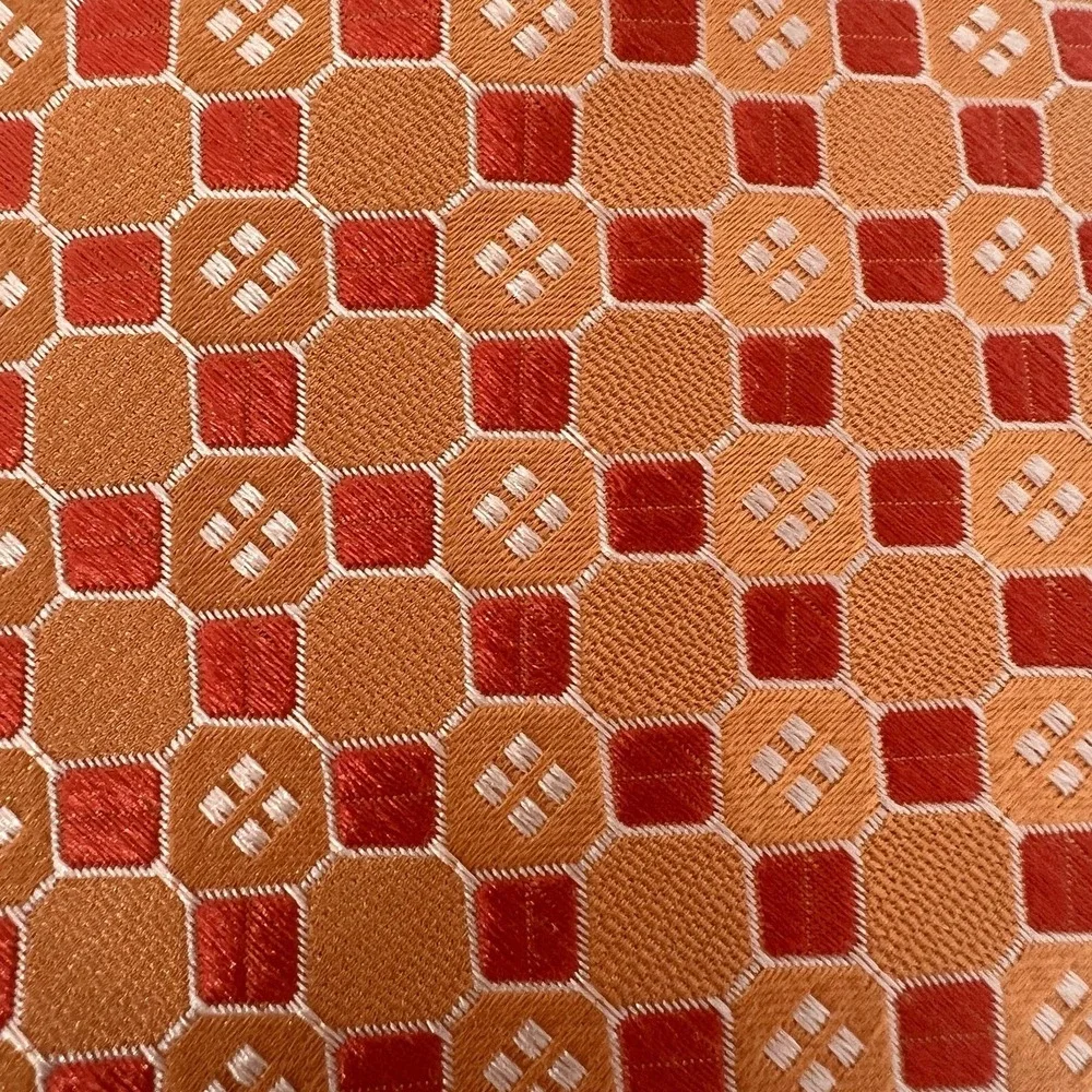 IKE by IKE BEHAR Orange Geometric Necktie‎ 100% Silk 60